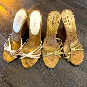 Two pairs of stroppy platform sandals